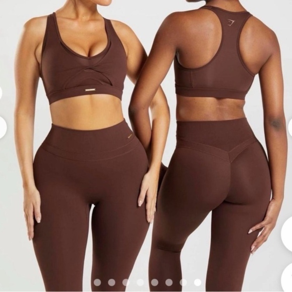 Gymshark x Whitney Simmons Athletic 2 Piece Set Sports Bra Legging Brown Size XS
